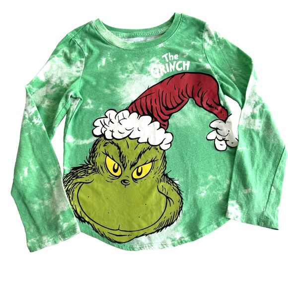 The GRINCH Girls Sz SMALL Dr. Suess T-Shirt Christmas Long Sleeve Tie Dye - Picture 1 of 8